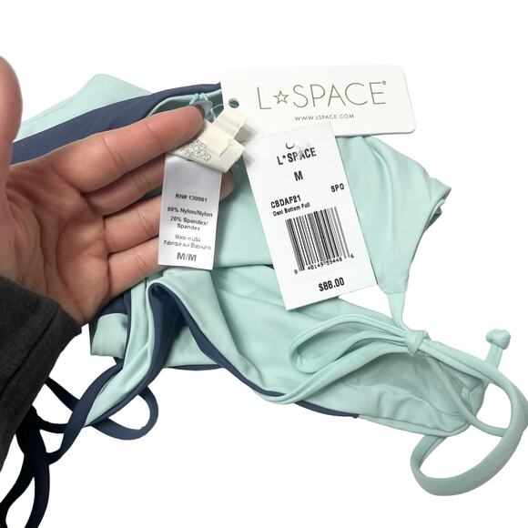L*SPACE Dani Bottom Full Slate Pool Colorblock Tie Sides Stretch Medium NEW - Picture 5 of 6